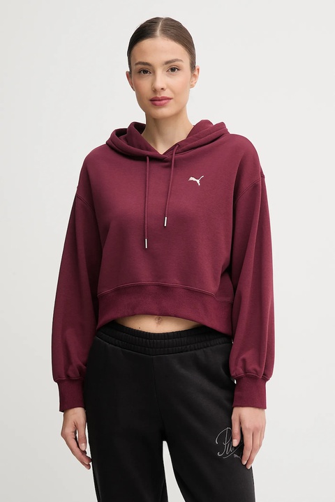 Puma bluza damska kolor bordowy z kapturem gładka 629746 - zdjęcie produktu nr 1