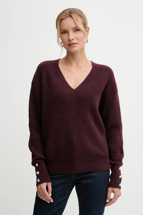 Morgan sweter z domieszką wełny damski kolor bordowy lekki MSTAR - zdjęcie produktu nr 1