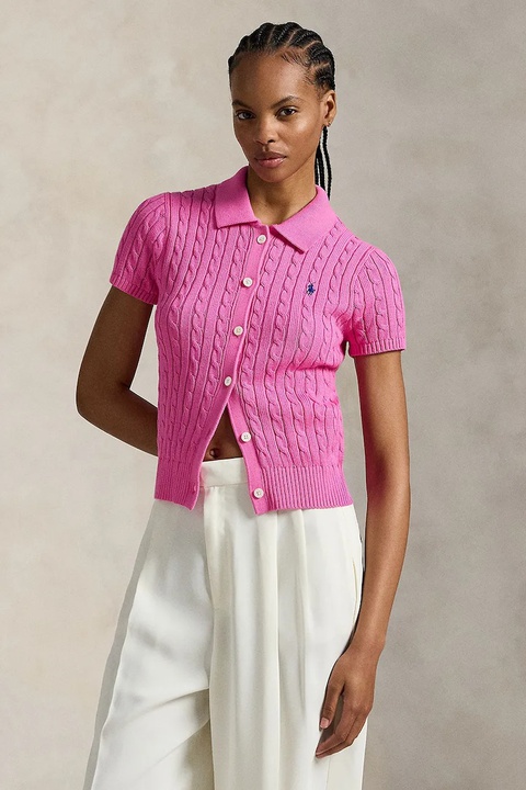 Polo Ralph Lauren koszula bawełniana damska kolor różowy slim z kołnierzykiem klasycznym 211963486 - zdjęcie produktu nr 1