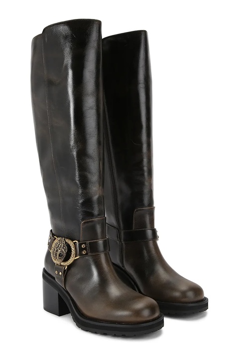 Kurt Geiger London kozaki skórzane Chelsea Mid Knee Biker damskie kolor brązowy na słupku 5028935189 - zdjęcie produktu nr 2