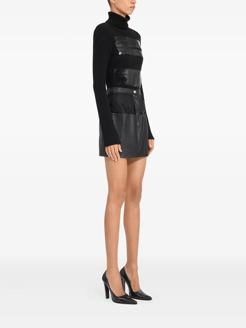 MM6 Maison Margiela leather panelled mini straight skirt - Black - zdjęcie produktu nr 2