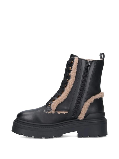 PINKO lace-up shearling trim boots - Black - zdjęcie produktu nr 2