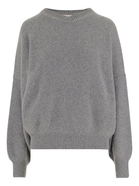 KHAITE V-neck ribbed cashmere sweater - Grey - zdjęcie produktu nr 1