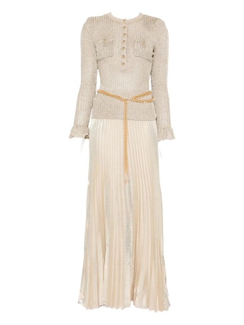 Self-Portrait ribbed-knit lurex maxi dress - Gold - zdjęcie produktu nr 1