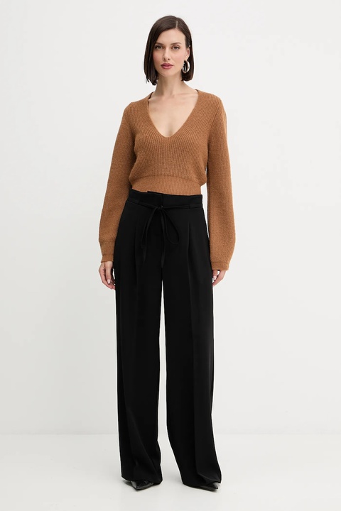 Twinset sweter z wełną kolor brązowy 252TT3062 - zdjęcie produktu nr 1