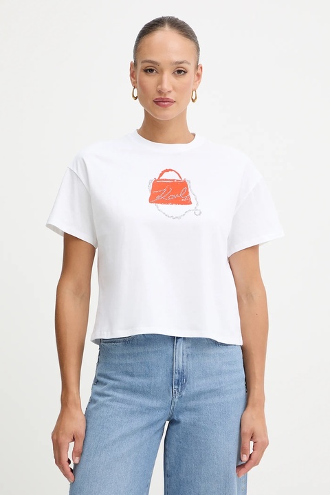 Karl Lagerfeld t-shirt bawełniany damski kolor biały B1W17026 - zdjęcie produktu nr 1
