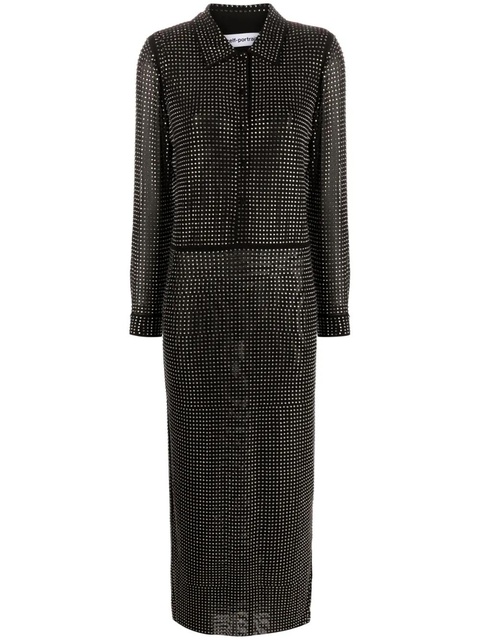 Self-Portrait embellished midi shirtdress - Black - zdjęcie produktu nr 1
