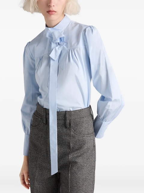 Prada bow-collar cotton shirt - Blue - zdjęcie produktu nr 2