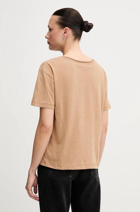 Tommy Hilfiger t-shirt bawełniany damski kolor brązowy WW0WW43901 - zdjęcie produktu nr 2