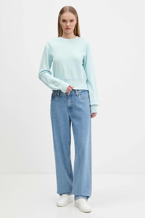 adidas bluza bawełniana All Szn French Terry damska kolor turkusowy gładka JV9820 - zdjęcie produktu nr 2