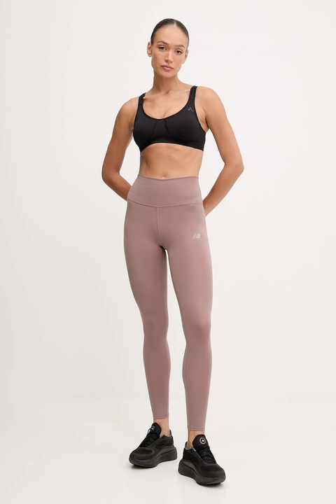New Balance legginsy treningowe damskie kolor brązowy z nadrukiem WP51126EAS - zdjęcie produktu nr 1