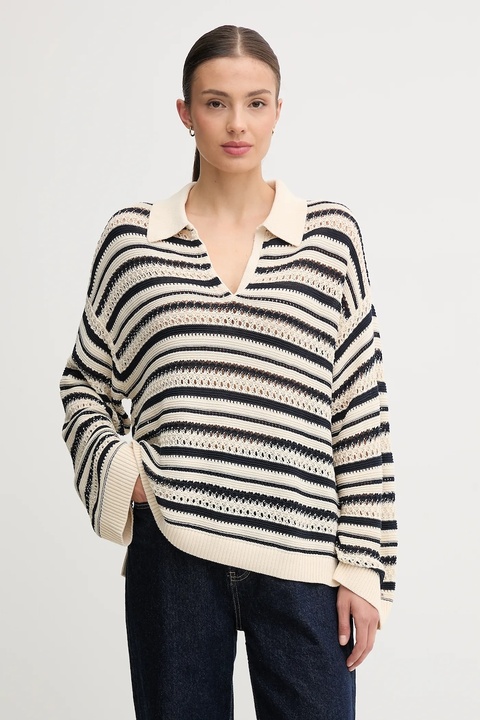 Tommy Hilfiger sweter damski kolor beżowy lekki WW0WW46524 - zdjęcie produktu nr 1