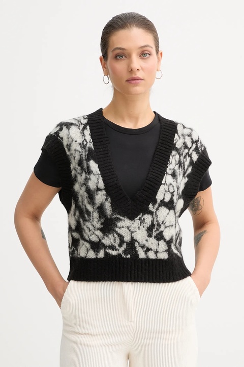 United Colors of Benetton kamizelka z domieszką moheru damski kolor czarny 1VAAE403E - zdjęcie produktu nr 1