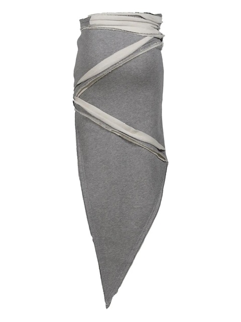 The Attico asymmetrical frayed-edge midi skirt - Grey - zdjęcie produktu nr 2
