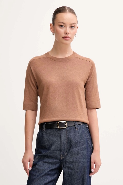 United Colors of Benetton sweter wełniany damskie kolor brązowy lekki 11AHD10E6 - zdjęcie produktu nr 1