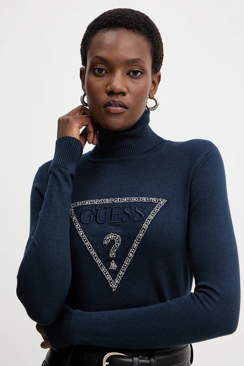 Guess sweter MELANIE damski kolor granatowy lekki z golfem W5BR39 Z2NQ2 - zdjęcie produktu nr 2