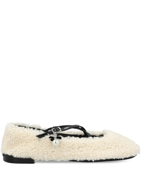 Jimmy Choo shearling cross-strap ballerina flats - White - zdjęcie produktu nr 1