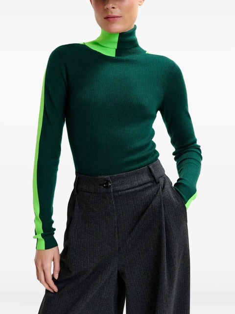 Essentiel Antwerp stripe-detail turtleneck sweater - Green - zdjęcie produktu nr 2