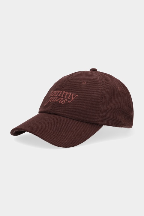 Tommy Jeans czapka z daszkiem sztruksowa kolor brązowy AW0AW17908 - zdjęcie produktu nr 1