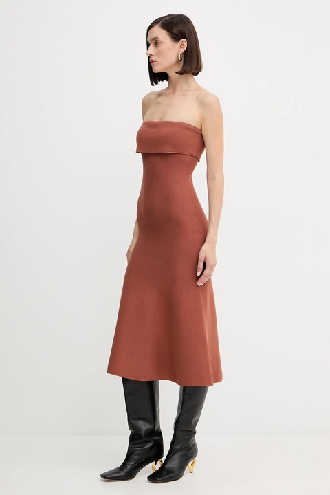 Twinset sukienka kolor brązowy mini rozkloszowana 252TP3410 - zdjęcie produktu nr 2