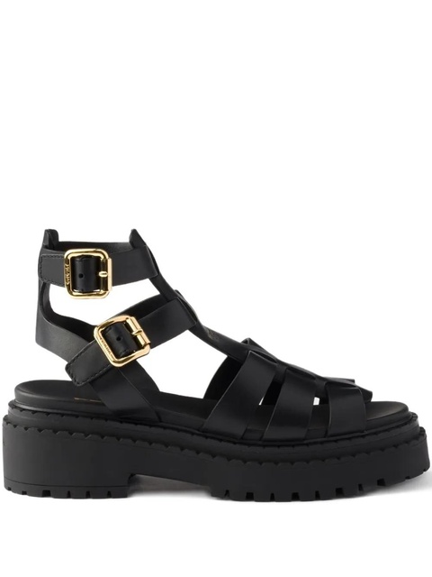 Prada 55mm leather buckle-strap sandals - Black - zdjęcie produktu nr 1