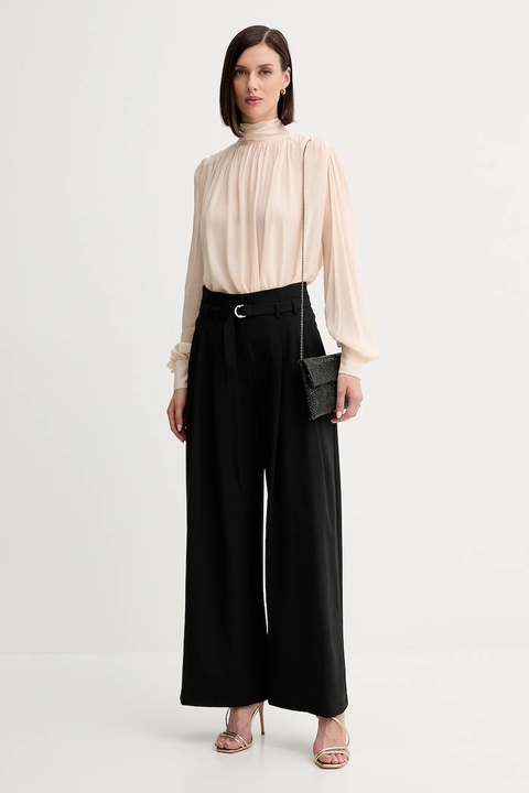 Marella spodnie z wełną damskie kolor czarny szerokie high waist 2523136011200 - zdjęcie produktu nr 1