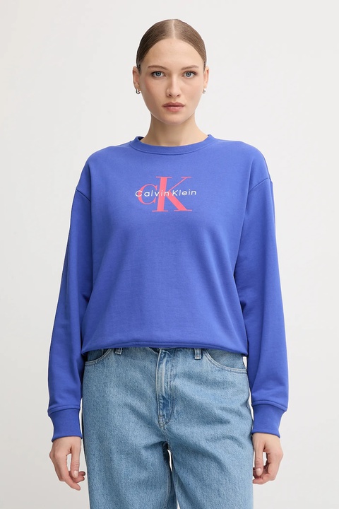 Calvin Klein Jeans bluza damska kolor niebieski z nadrukiem LV047B234G - zdjęcie produktu nr 1