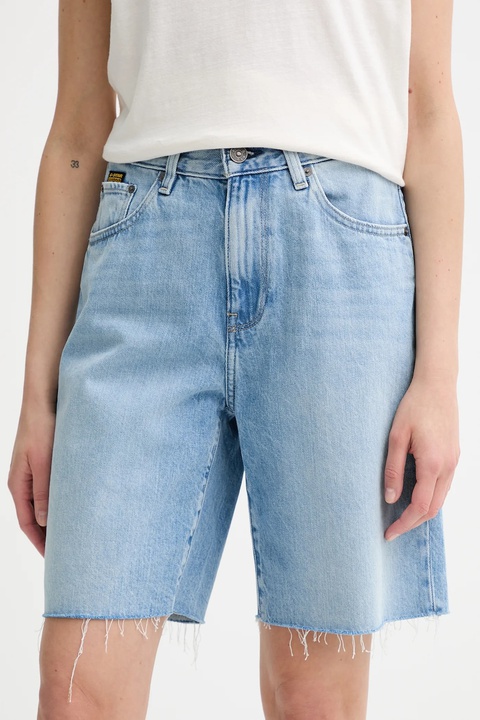 G-Star szorty jeansowe damskie kolor niebieski gładkie high waist D26268-D932 - zdjęcie produktu nr 1