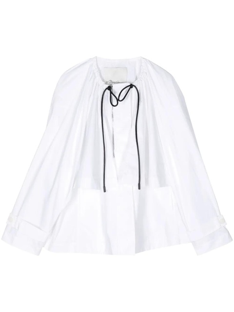 3.1 Phillip Lim drastring-neck long-sleeved blouse - White - zdjęcie produktu nr 2