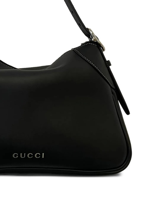 Gucci medium GG Emblem buckle-detail leather shoulder bag - Black - zdjęcie produktu nr 1