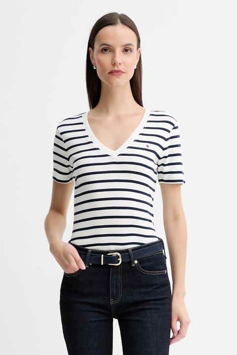 Tommy Hilfiger t-shirt bawełniany damski kolor granatowy WW0WW40584 - zdjęcie produktu nr 1