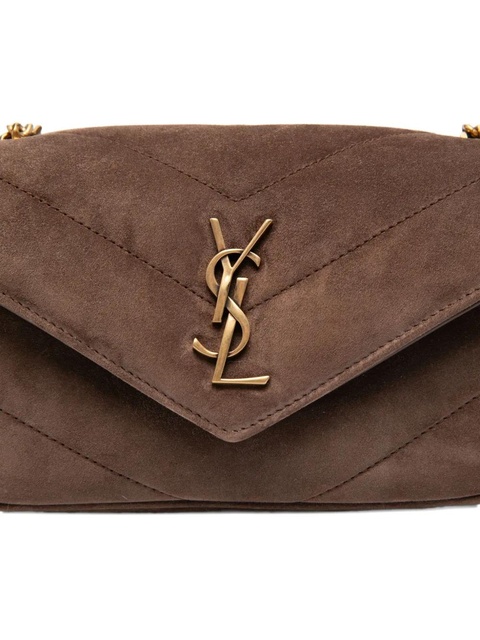 Saint Laurent mini Loulou logo-patch cross body bag - Brown - zdjęcie produktu nr 2