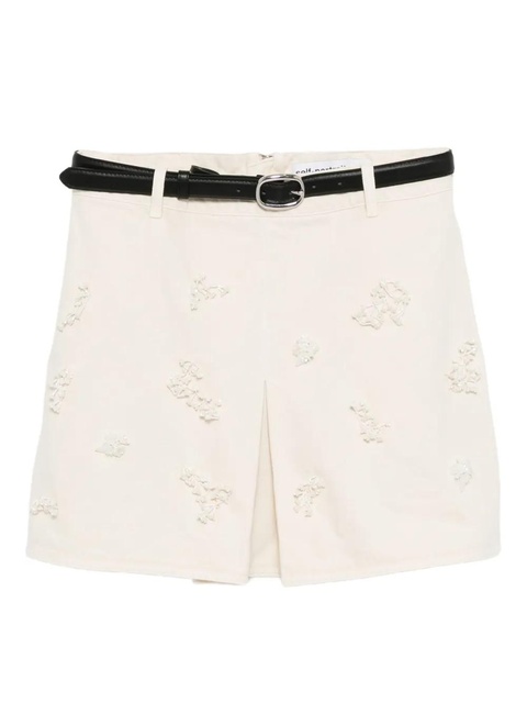 Self-Portrait beaded floral mini skirt - Neutrals - zdjęcie produktu nr 1