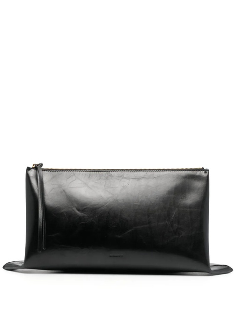 Jil Sander debossed-logo leather clutch - Black - zdjęcie produktu nr 1