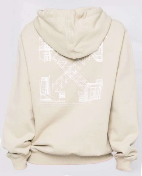 OFF-WHITE - Beżowa bluza z białym logo na plecach - zdjęcie produktu nr 2