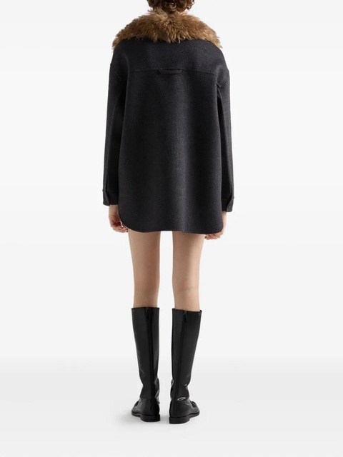 Prada contrast-collar buttoned coat - Black - zdjęcie produktu nr 2