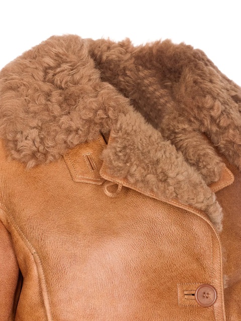 Chloé shearling-collared leather jacket - Brown - zdjęcie produktu nr 2