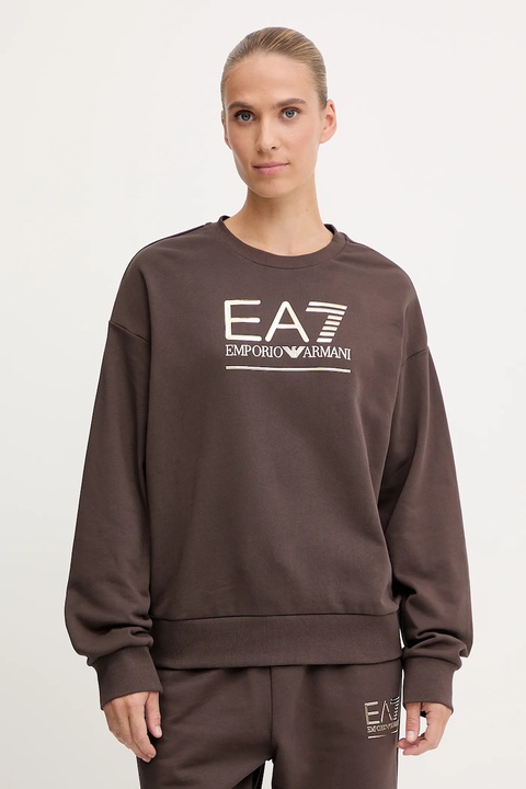 EA7 Emporio Armani bluza damska kolor brązowy z nadrukiem AF12473.7W000416 - zdjęcie produktu nr 1