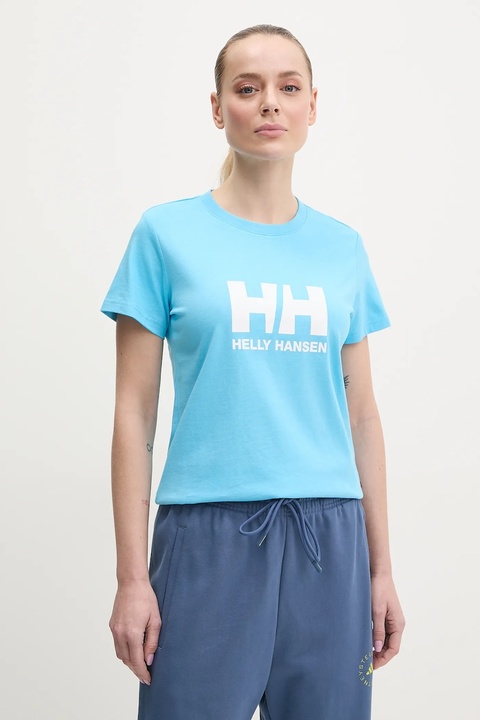 Helly Hansen t-shirt bawełniany HH LOGO damski kolor niebieski 54593 - zdjęcie produktu nr 2