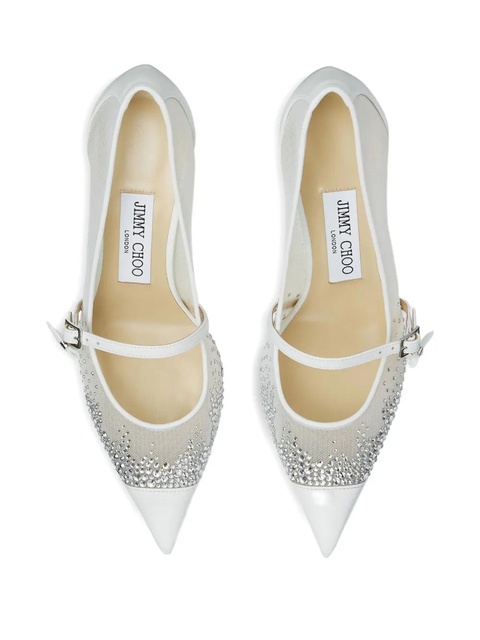 Jimmy Choo 85mm Aren crystal-embellished mesh pumps - White - zdjęcie produktu nr 2
