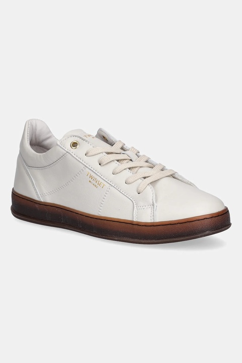Twinset sneakersy skórzane damskie kolor beżowy 252TGT024 - zdjęcie produktu nr 1
