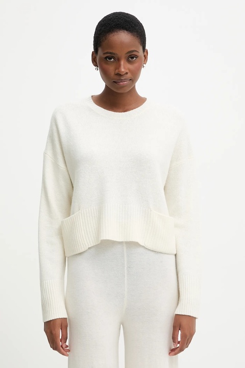 United Colors of Benetton sweter z dodatkiem wełny damski kolor beżowy lekki 126WD10E4 - zdjęcie produktu nr 1