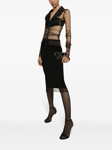 Dolce & Gabbana sheer-trim midi skirt - Black - zdjęcie produktu nr 2