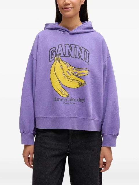 GANNI graphic-print hoodie - Purple - zdjęcie produktu nr 2