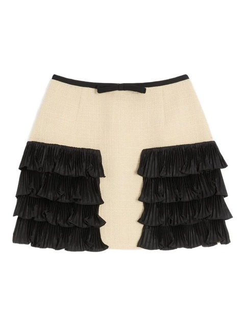 Valentino Garavani pleated-ruffle tweed skirt - Neutrals - zdjęcie produktu nr 1