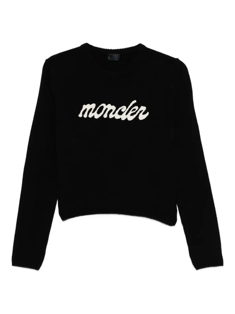 Moncler logo-embroidered wool jumper - Black - zdjęcie produktu nr 1