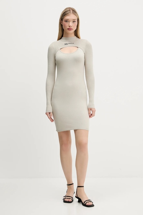 Karl Lagerfeld Jeans sukienka kolor beżowy mini dopasowana A4W13010 - zdjęcie produktu nr 2