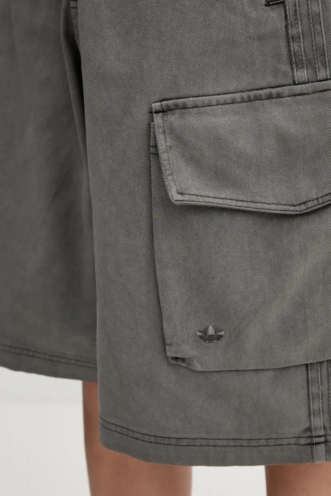 adidas Originals szorty jeansowe Cargo Jorts damskie kolor szary gładkie high waist JD0139 - zdjęcie produktu nr 2