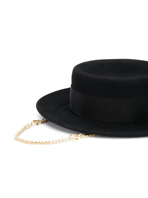 Ruslan Baginskiy Canotier chain detail hat - Black - zdjęcie produktu nr 1