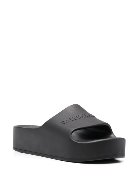 Balenciaga raised-logo platform slides - Black - zdjęcie produktu nr 2
